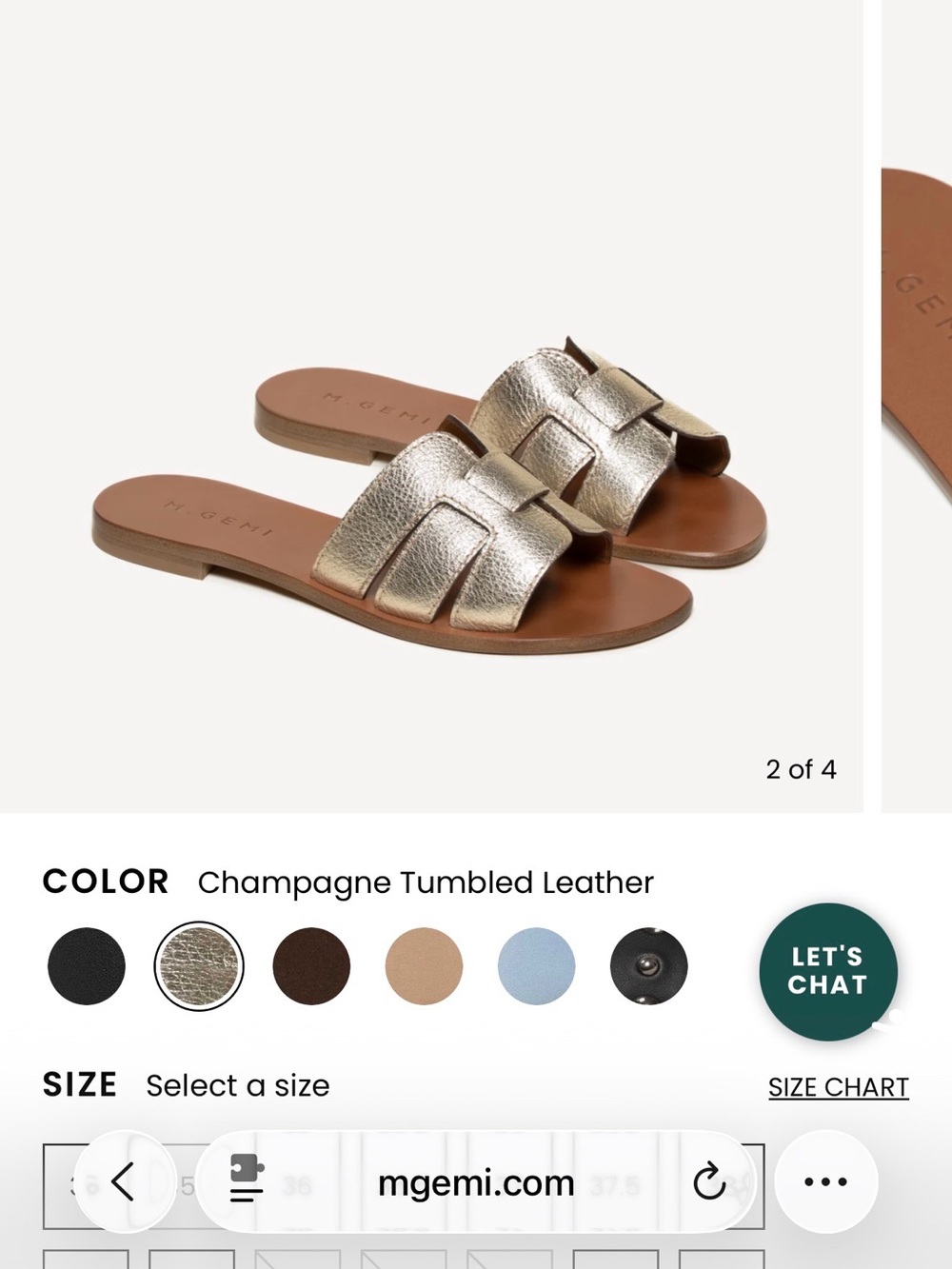 MGEMI Metallic Champagne Slide Sandals